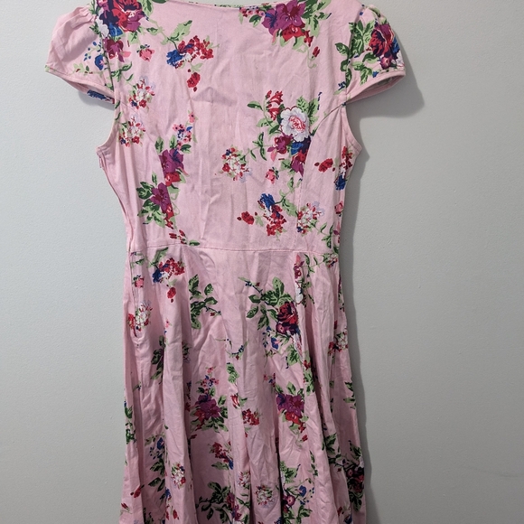 Hearts & Roses Pink Trad Wife Floral Dress - US 8 - Picture 5 of 6